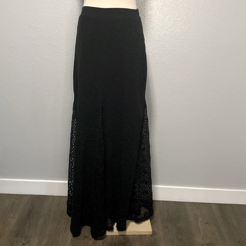Haute Society Eyelet Lace Black Maxi Skirt NWOT